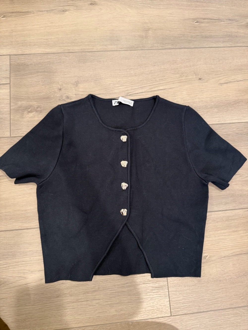 Zara Black Short Sleeve Button Cardigan